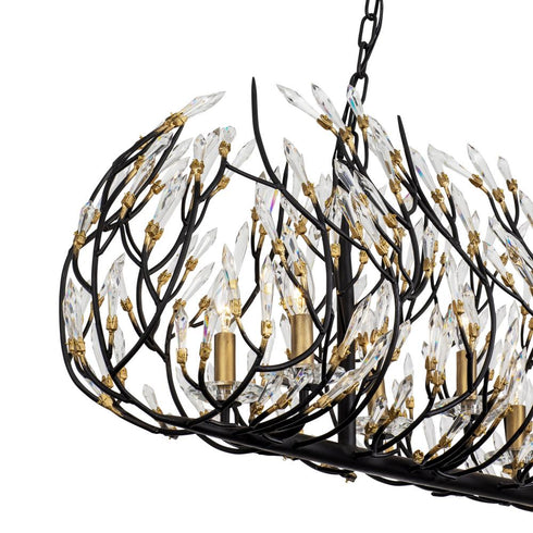 Varaluz Bask 8 Light Crystal Linear Pendant Matte Model: 271N08MBFG