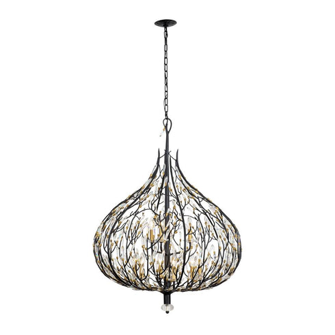 Varaluz Bask 9 Light Crystal Pendant Matte Blac Model: 271P09MBFG