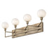 Varaluz Bodie 4 Light Bath With Glossy Opal White Glass in Havana Gold Model: 314B04HG