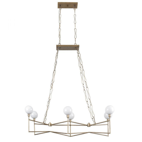 Varaluz Bodie 6 Light Linear Pendant With Glossy Opal White Glass in Havana Gold Model: 314N06HG