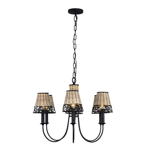 Varaluz Cayman 6 Light Chandelier Black Model: 362C06BL