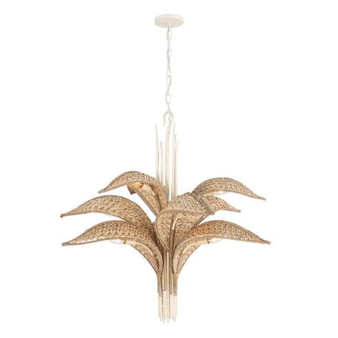 Varaluz Century Palm 9 Light 3 Tier Chandelier in Country White Model: 519C09CW