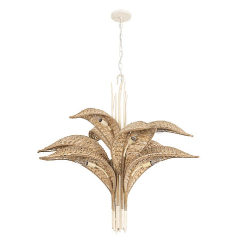 Varaluz Century Palm 9 Light 3 Tier Chandelier in Country White Model: 519C09CW