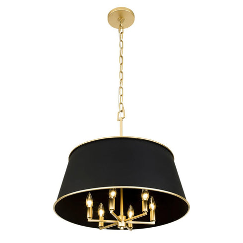 Varaluz Coco 6 Light Pendant Matte Blac French Gold Model: 364P06MBFG