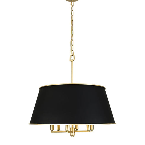 Varaluz Coco 6 Light Pendant Matte Blac French Gold Model: 364P06MBFG