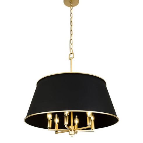 Varaluz Coco 6 Light Pendant Matte Blac French Gold Model: 364P06MBFG