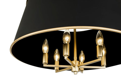 Varaluz Coco 6 Light Pendant Matte Blac French Gold Model: 364P06MBFG