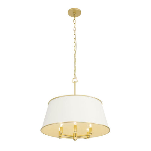 Varaluz Coco 6 Light Pendant Matte Whit French Gold Model: 364P06MWFG