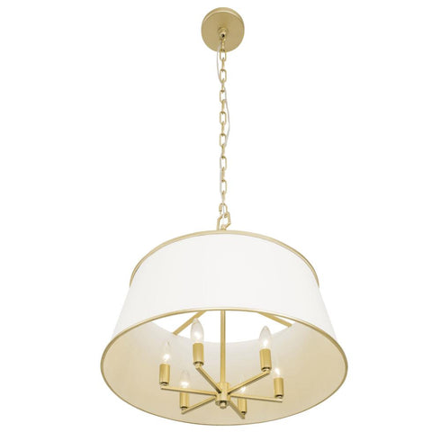 Varaluz Coco 6 Light Pendant Matte Whit French Gold Model: 364P06MWFG