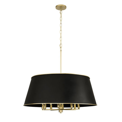 Varaluz Coco 8 Light Pendant Matte Blac French Gold Model: 364P08MBFG