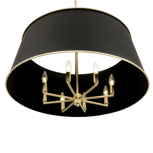 Varaluz Coco 8 Light Pendant Matte Blac French Gold Model: 364P08MBFG