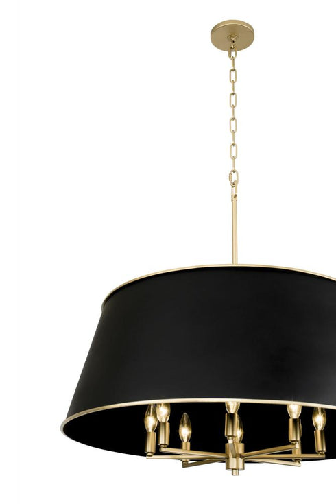 Varaluz Coco 8 Light Pendant Matte Blac French Gold Model: 364P08MBFG
