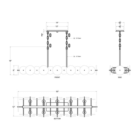 Varaluz Cosmos 10 Light Linear Pendant Havana Gold Model: 370N10HG