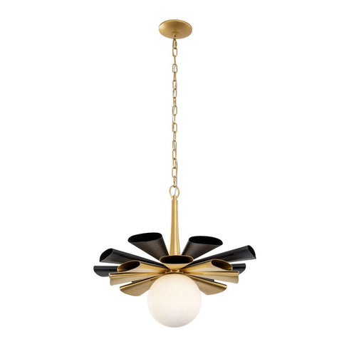 Varaluz Daphne 1 Light Large Pendant Matte Blac Model: 372P01LMBFG