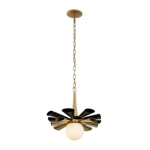 Varaluz Daphne 1 Light Medium Pendant Matte Blac Model: 372P01MMBFG