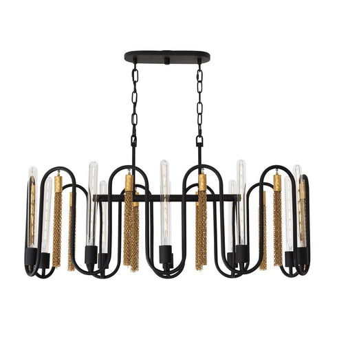 Varaluz Darden 10 Light Linear Pendant Matte Blac Model: 354N10MBAG