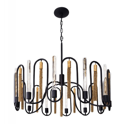 Varaluz Darden 12 Light Pendant Matte Blac Antique Model: 354P12MBAG