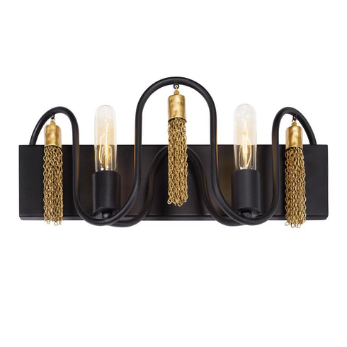 Varaluz Darden 2 Light Bath Matte Blac Antique Gold Model: 354B02MBAG