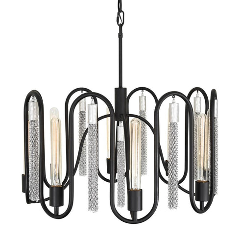 Varaluz Darden 8 Light Pendant Matte Blac Painted Model: 354P08MBCH
