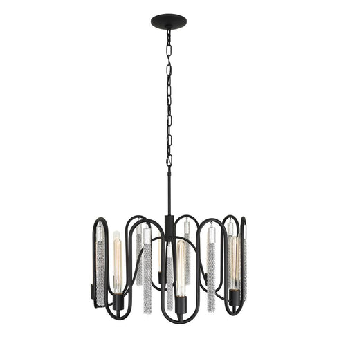 Varaluz Darden 8 Light Pendant Matte Blac Painted Model: 354P08MBCH