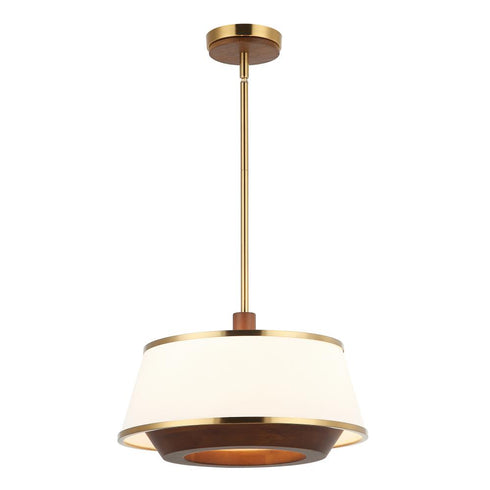 Varaluz Desert Flyer 3 Light Convertible Pendan Semi Flush Satin Bras Medium Walnut in Satin Brass/Medium Walnut Finish Model: 520P03SBW