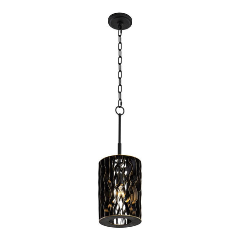 Varaluz Estela 1 Light Mini Pendant Matte Blac Model: 380M01MBFG
