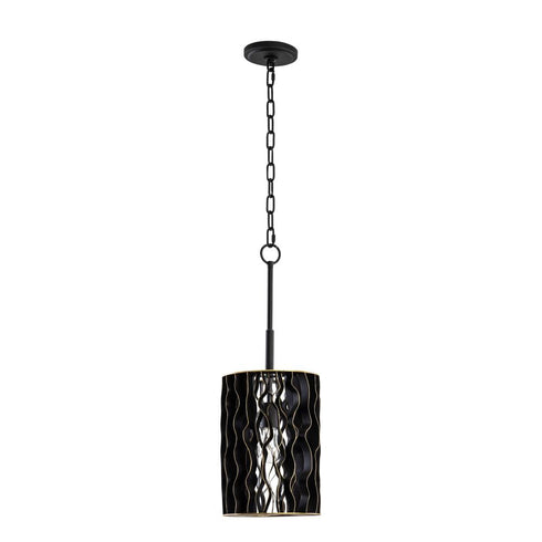 Varaluz Estela 1 Light Mini Pendant Matte Blac Model: 380M01MBFG