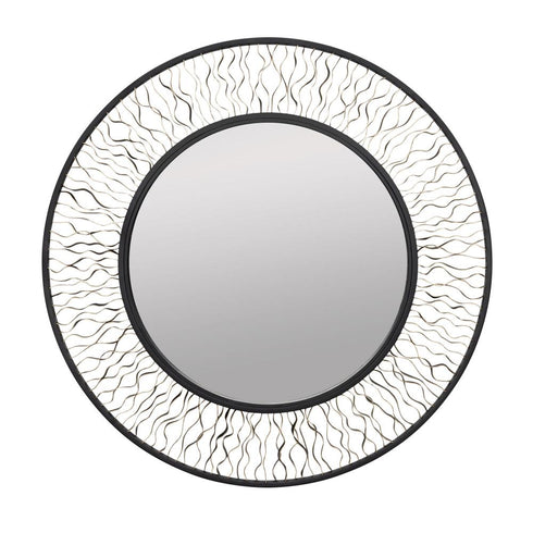 Varaluz Estela 30 In Round Wall Mirror Matte Blac Model: 380MI30AMBFG