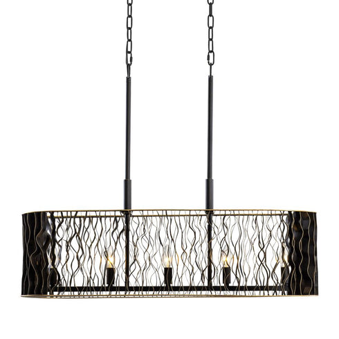 Varaluz Estela 5 Light Linear Pendant Matte Blac Model: 380N05MBFG