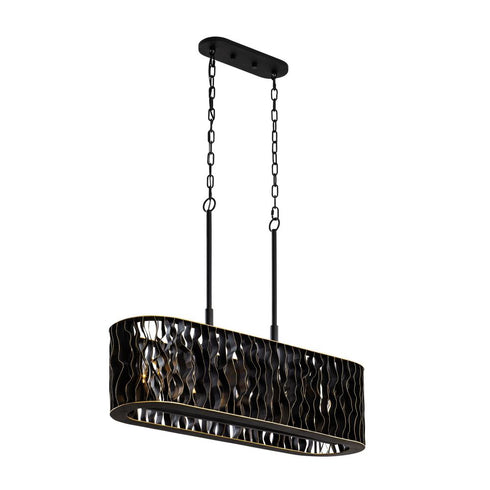 Varaluz Estela 5 Light Linear Pendant Matte Blac Model: 380N05MBFG