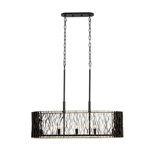 Varaluz Estela 5 Light Linear Pendant Matte Blac Model: 380N05MBFG
