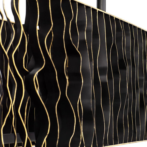 Varaluz Estela 5 Light Linear Pendant Matte Blac Model: 380N05MBFG