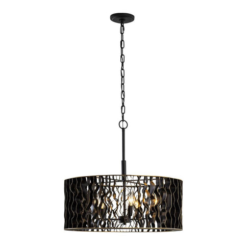 Varaluz Estela 5 Light Pendant Matte Blac French Model: 380P05MBFG