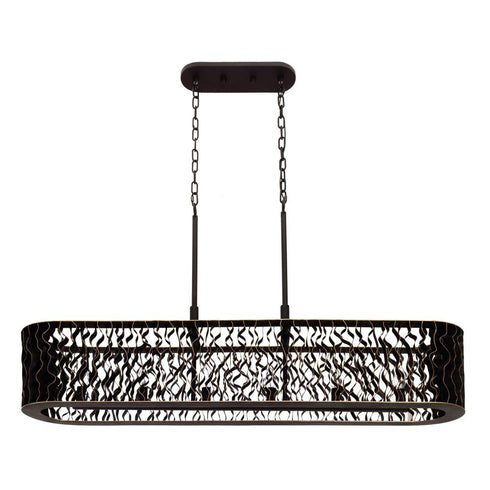 Varaluz Estela 6 Light Linear Pendant Matte Blac Model: 380N06MBFG