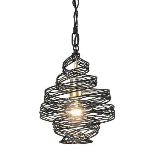 Varaluz Flow 1 Light Twist Mini Pendant Matte Blac Model: 240P01MBFG