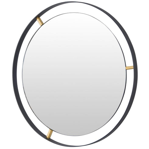 Varaluz Framed 20 In Round Wall Mirror Black Model: 610000