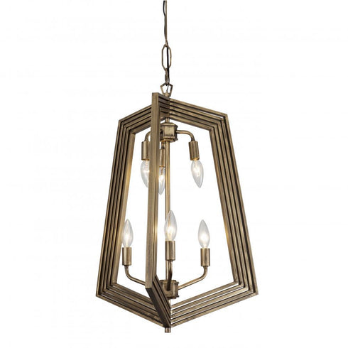 Varaluz Gymnast 6 Light Foyer Pendant in Havana Gold Model: 262F06HG
