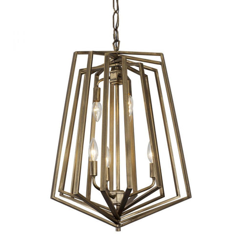 Varaluz Gymnast 6 Light Foyer Pendant in Havana Gold Model: 262F06HG