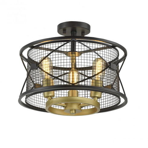 Varaluz Harlequin 3 Light Ceiling Light in Warm Bronze/Gold Finish Model: 612600