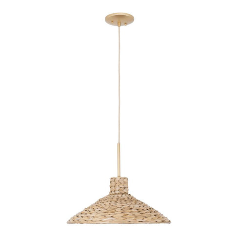 Varaluz Hilton Head 1 Light Medium Pendant French Gol Natural Seagrass in French Gold/Natural Seagrass Finish Model: 502P01MFGN