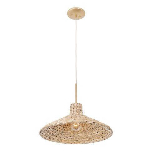 Varaluz Hilton Head 1 Light Medium Pendant French Gol Natural Seagrass in French Gold/Natural Seagrass Finish Model: 502P01MFGN