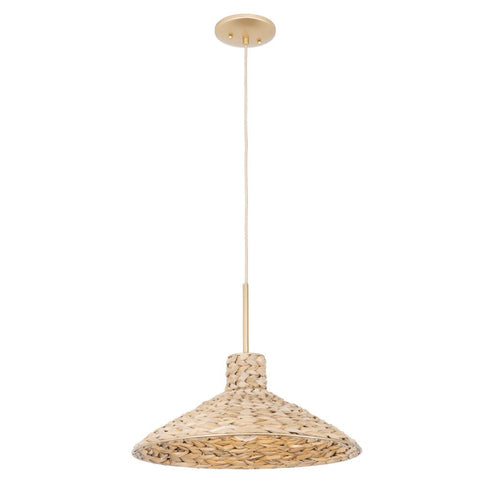 Varaluz Hilton Head 1 Light Medium Pendant French Gol Natural Seagrass in French Gold/Natural Seagrass Finish Model: 502P01MFGN