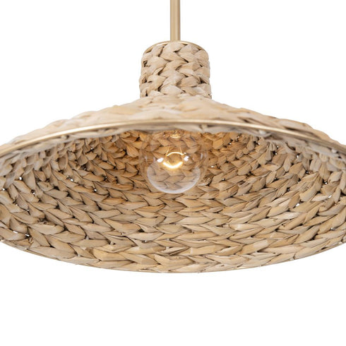 Varaluz Hilton Head 1 Light Medium Pendant French Gol Natural Seagrass in French Gold/Natural Seagrass Finish Model: 502P01MFGN