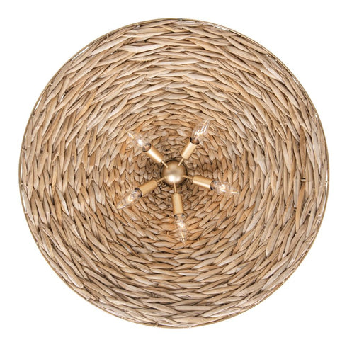 Varaluz Hilton Head 5 Light Large Pendant French Gol Natural Seagrass in French Gold/Natural Seagrass Finish Model: 502P05FGN