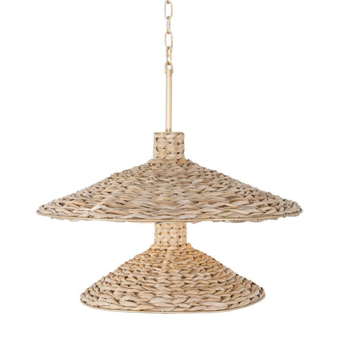 Varaluz Hilton Head 9 Light 2 Tier Pendant French Gol Natural Seagrass in French Gold/Natural Seagrass Finish Model: 502P09FGN