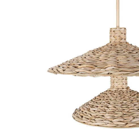 Varaluz Hilton Head 9 Light 2 Tier Pendant French Gol Natural Seagrass in French Gold/Natural Seagrass Finish Model: 502P09FGN