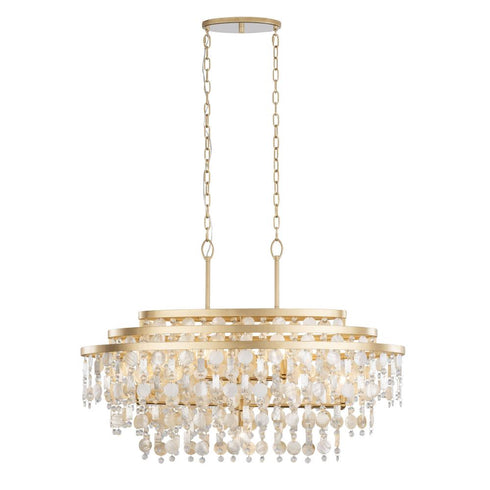 Varaluz Kalani 9 Light Linear Pendant French Gold Model: 377N09FG