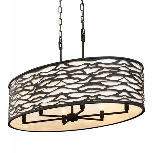 Varaluz Kato 6 Light Oval Pendant Carbon Black Model: 348N06CB