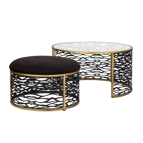 Varaluz Kato Nesting Coffee Table And Ottoman Model: 348TC32NHGCB