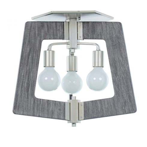 Varaluz Lofty 3 Light Ceiling Mount Silverad Gray Wood in Steel Finish Model: 268S03SOG